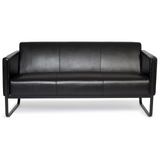 Schwarzes Loungesofa BALI BLACK als Drei-Sitzer mit Armlehnen und Metallgestell von hjh OFFICE – 360-Grad-Ansicht (Frontansicht 0°)