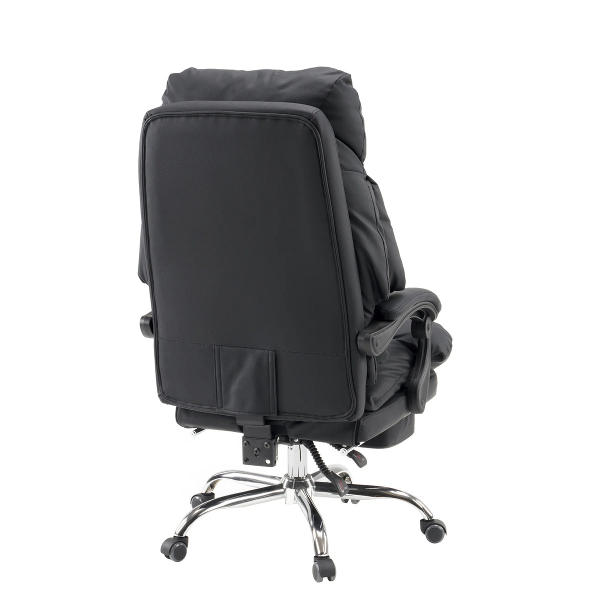 Rückansicht des Homeoffice Chefsessel Relax Legoro in Schwarz mit verchromtem Fußkreuz von MyBuero