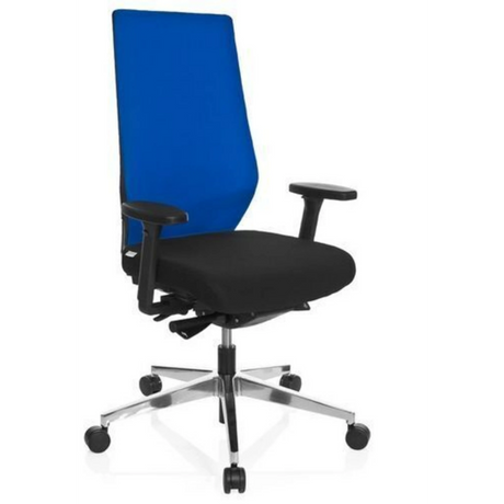 Profi-Bürostuhl PRO-TEC 700 in Schwarz und Blau mit Armlehnen und Aluminiumfußkreuz von hjh OFFICE