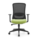 Schwarz-grüner Homeoffice-Bürostuhl Sedito mit Netzrücken und Fußkreuz mit fünf Rollen von hjh OFFICE – 360-Grad-Ansicht (Frontansicht 0°)