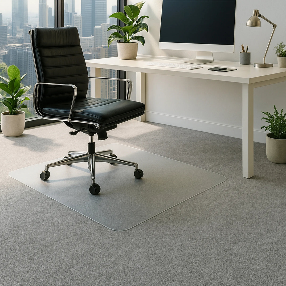 Transparente Bodenschutzmatte ULTIMAT II aus Polycarbonat für Teppichböden in Maßen 116 x 150 von Floortex