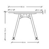 Maßzeichnung des Schreibtischs ATOS 19 S mit einer Tiefe von 80 cm und Höhe von 68 bis 76 cm von hjh OFFICE PRO