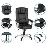 Schwarzer Home-Office-Bürostuhl RELAX CL150 mit Detailansichten von Rückenlehne, Armlehnen und Gasdruckfeder von MyBuero