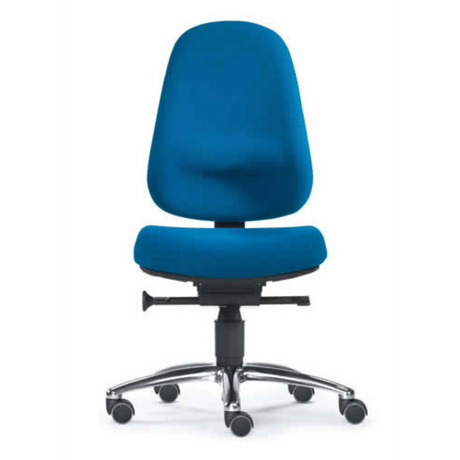 Profi-Bürostuhl ZERO 12 mit blauem Stoffbezug und silberfarbenem Fußkreuz von Sitwell Steifensand