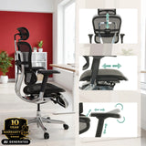 Verstellbare Kopfstütze und Armlehnen des Luxus-Chefsessels ERGOHUMAN PLUS LEGPRO GEN2 von hjh OFFICE (KI-generiertes Bild)