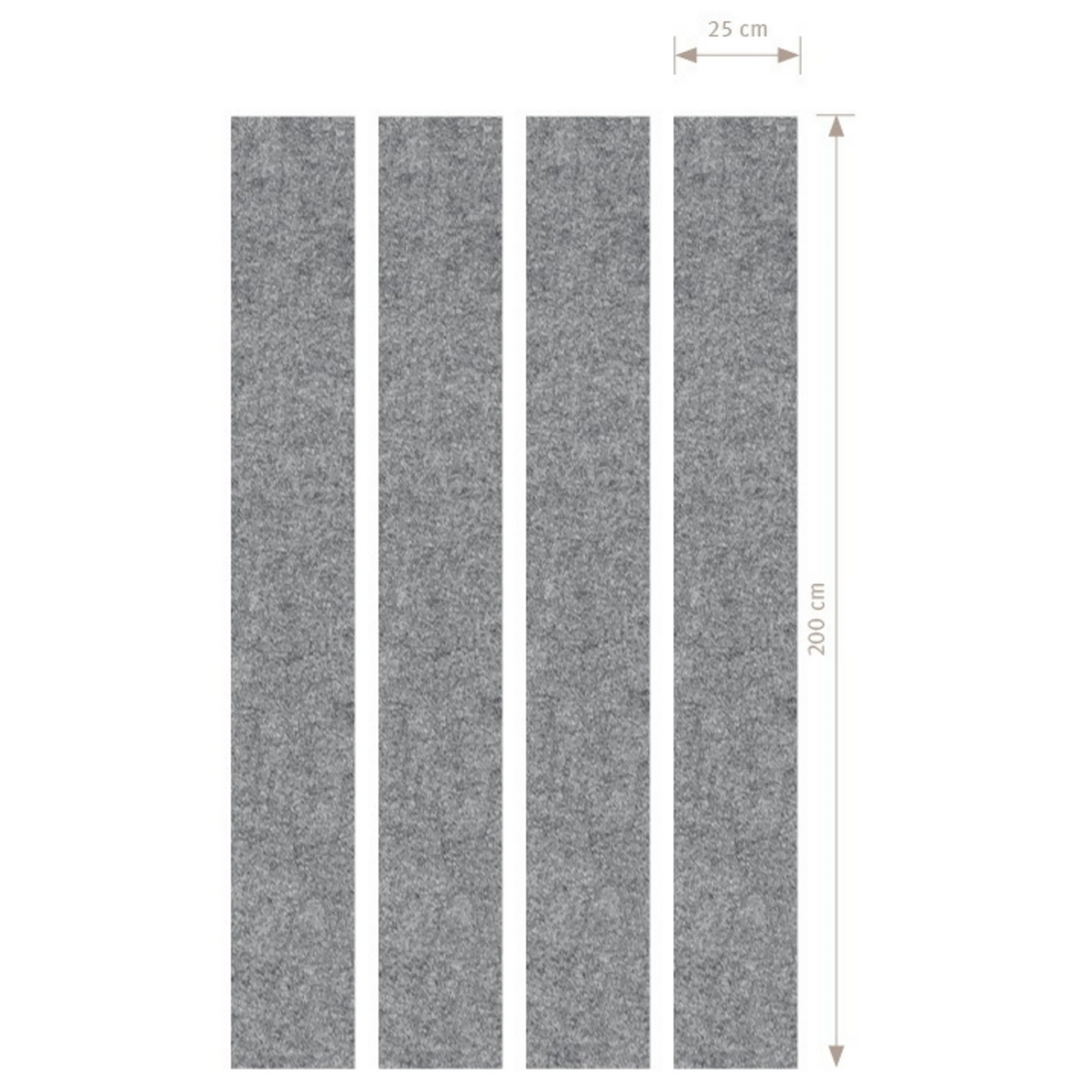 Vier graue melierte Akustik-Wandelemente AWP im Format 200 x 25 cm als Zubehör von hjh OFFICE PRO