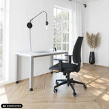 Höhenverstellbarer Schreibtisch QUEO 612 S in Weiß und Silber von hjh OFFICE PRO (KI-generiertes Bild)