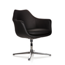 Schwarzer Loungesessel ARTEMIA mit Lederbezug und viersternförmigem Metallfuß von hjh OFFICE
