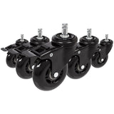 5x ROLO SKATE S 11mm/75mm | mit Feststellbremse | Hartböden - Stuhlrollen