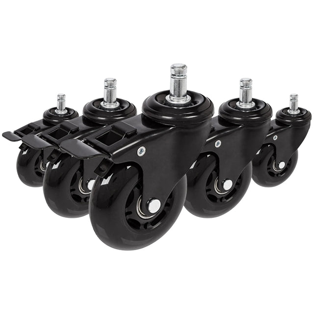 5x ROLO SKATE S 11mm/75mm | mit Feststellbremse | Hartböden - Stuhlrollen - buerostuhl24