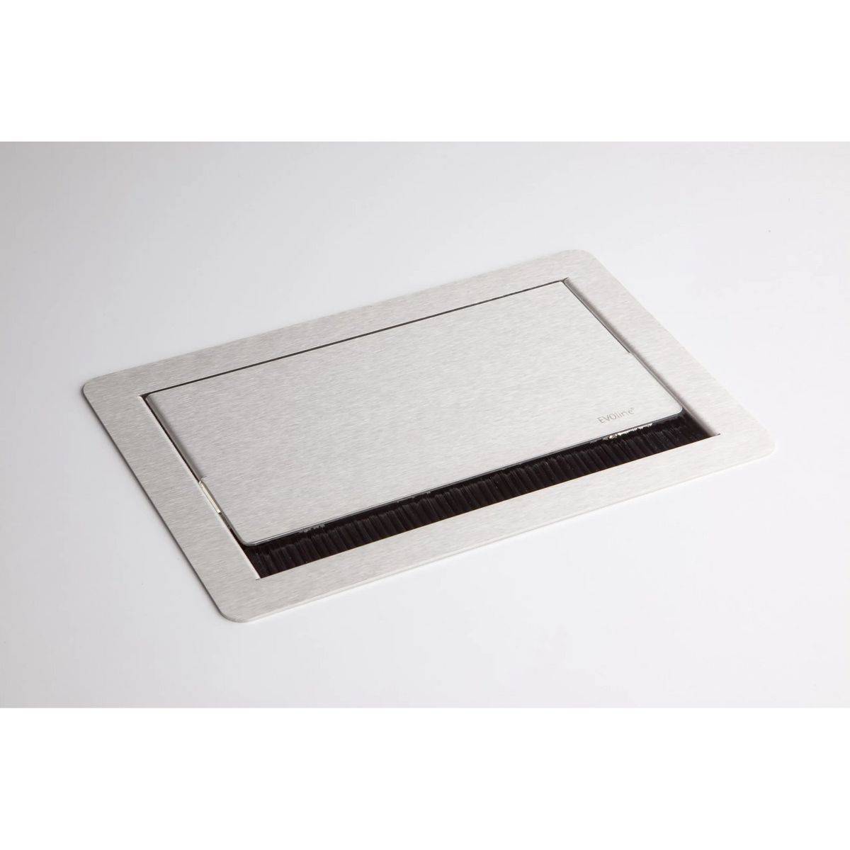 Silberne Steckdosenleiste des Zubehörs ELDOSE0 mit Klappdeckel und Bürstenleiste von hjh OFFICE PRO