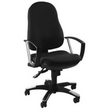 Homeoffice-Bürostuhl TRENDY SY mit schwarzem Stoffbezug und Armlehnen aus Metall von Topstar
