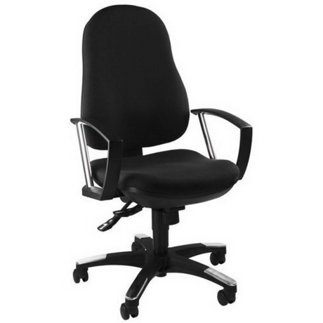 Homeoffice-Bürostuhl TRENDY SY mit schwarzem Stoffbezug und Armlehnen aus Metall von Topstar