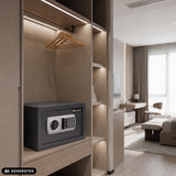 Anthrazitfarbener Tresor Safe Compact Basic mit digitalem Tastenschloss im Schrank von hjh OFFICE (KI-generiertes Bild)