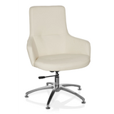 Cremeweißer Loungesessel SHAKE 300 mit glänzendem Fußkreuz und fünf Rollen von hjh OFFICE – 360-Grad-Ansicht (Frontansicht 20°)