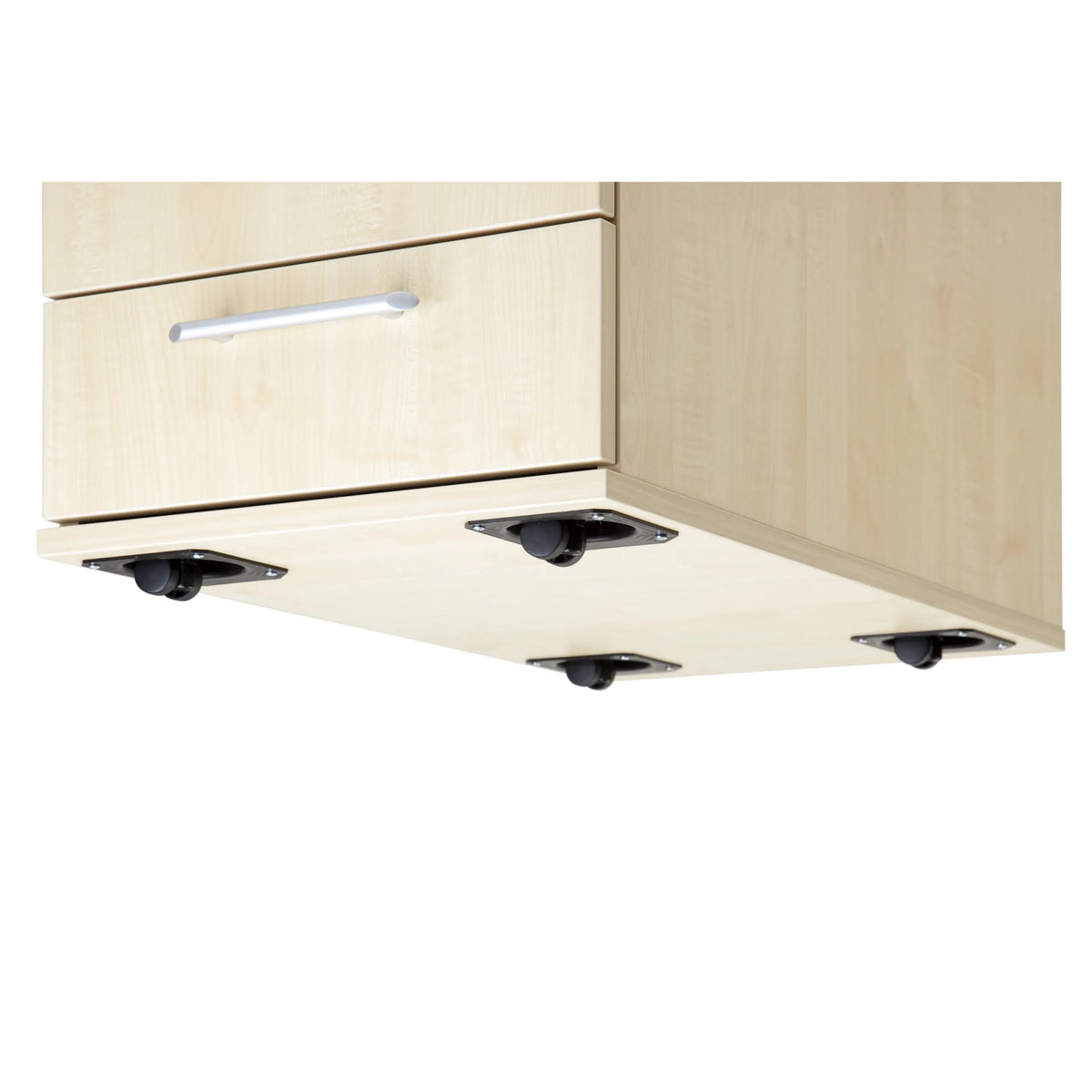 Vier Lenkrollen an der Unterseite des System Rollcontainers SIGNA TC30 in Asteiche von hjh OFFICE PRO