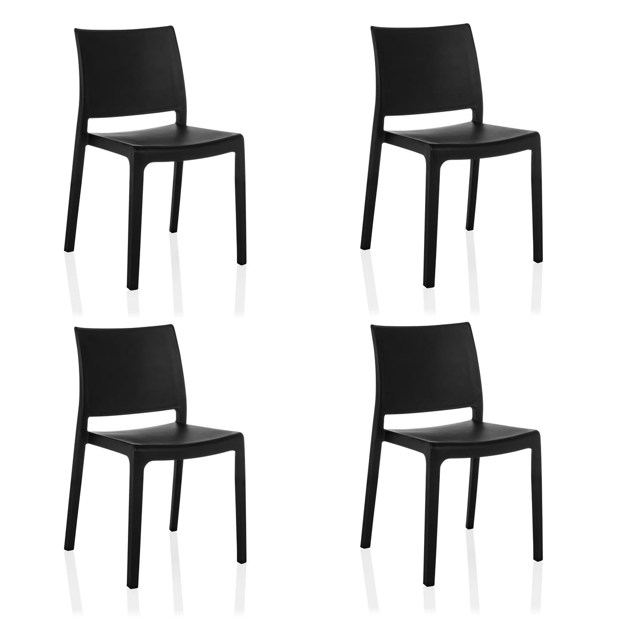 Vier schwarze Outdoor-Stühle T37 V 4 im Viererpack von hjh LIVING