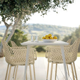 Outdoor-Stuhl BEGIO L in Beige mit Netzstruktur und Armlehnen von hjh LIVING
