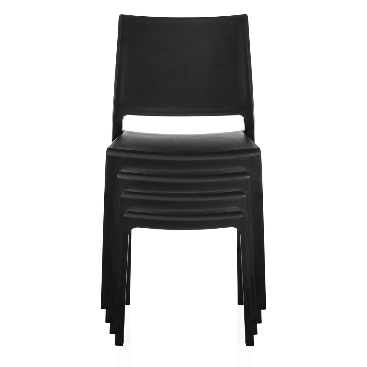 Stapel von vier schwarzen Outdoor-Stühlen T37 V 4 von hjh LIVING