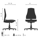 Technische Zeichnung des Kinderdrehstuhls MINIMOVO mit einer maximalen Belastbarkeit von 60 kg von hjh OFFICE