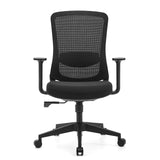 Schwarzer Homeoffice-Bürostuhl Sedito mit Netzrücken und Fußkreuz mit fünf Rollen von hjh OFFICE – 360-Grad-Ansicht (Frontansicht 0°)
