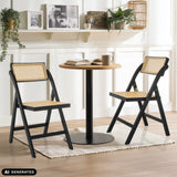 Zwei Klappstühle TUDELA BAMBOO in Schwarz und Braun mit Wiener Geflecht von hjh LIVING (KI-generiertes Bild)