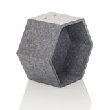 Graue Trennwand FLEXMIUT STORE S in sechseckiger Form aus Filz von hjh OFFICE – 360-Grad-Ansicht (schräge Frontansicht 45°)