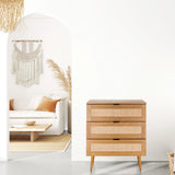 Kommode BOHEO K aus Eiche mit drei Schubladen und Wiener Geflecht von hjh LIVING