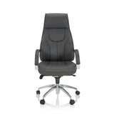 Grauer Profi-Chefsessel ELEGANCE I mit Armlehnen und glänzendem Fußkreuz mit fünf Rollen von hjh OFFICE – 360-Grad-Ansicht (Frontansicht 0°)