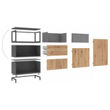 Einzelteile des Korpus FlexWall mit Schubladen, Türen in Eiche und Sockelgestell von hjh OFFICE PRO