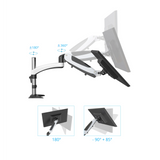 Verstellmechanismen der Monitorhalterung VM-MG1 mit Angaben zur Drehung und Neigung in Grad von hjh OFFICE
