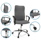 Grauer Homeoffice-Bürostuhl ARTON 40 mit Detailansichten von Rückenlehne, Armlehnen, Gasdruckfeder und Rollen von hjh OFFICE