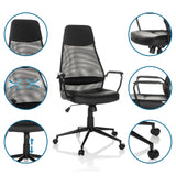 Homeoffice Chefsessel MARCOZ in Schwarz mit verschiedenen Detailansichten von MyBuero