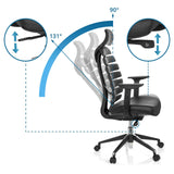 Verstellbarer Neigungswinkel von 90° bis 131° der Rückenlehne des Profi-Bürostuhls ERGO LINE II PRO von hjh OFFICE