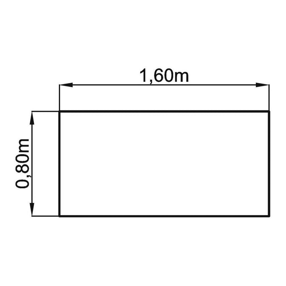 Technische Zeichnung des Schreibtischs YAMA 16 G mit 1,60 × 0,80 m von hjh OFFICE PRO