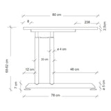 Maßzeichnung des höhenverstellbaren Schreibtisches ZENO 8 G mit einer Breite von 80 cm von hjh OFFICE PRO