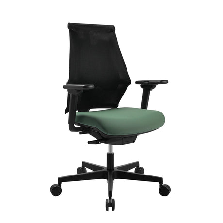 Profi-Bürostuhl Sitness X Back mit schwarzem Netzrücken und grünem Sitzpolster von Topstar