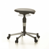 Schwarzer Drehhocker BALANCE 20 mit gepolsterter Sitzfläche und Fußkreuz mit fünf Rollen von Topstar – 360-Grad-Ansicht (Seitenprofil 80°)
