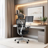Luxus-Chefsessel ERGOHUMAN ULTRA F GEN2 mit Netzrückenlehne und Armlehnen in einem modernen Homeoffice von hjh OFFICE