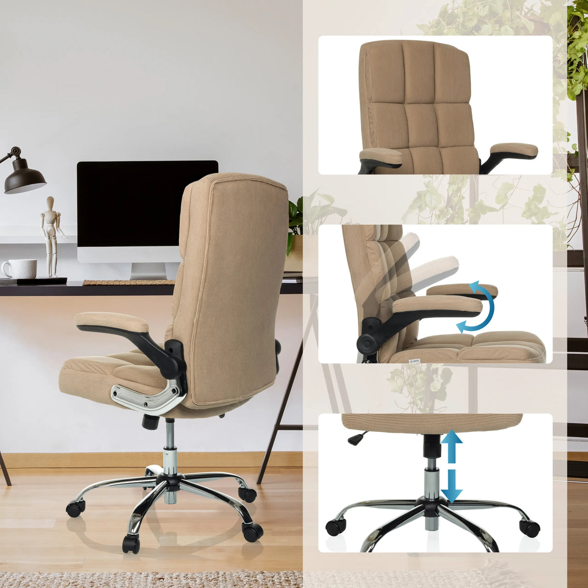 Beiger Homeoffice Chefsessel RELAX WD 100 mit verstellbaren Armlehnen und Gasdruckfeder von MyBuero