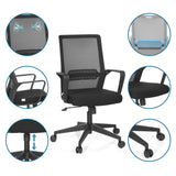 Homeoffice-Bürostuhl PRESTON in Schwarz mit verschiedenen Detailansichten der Funktionen und Komponenten von hjh OFFICE