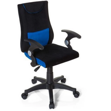 Kinderdrehstuhl KIDDY PRO AL in Schwarz und Blau mit Armlehnen und Rollen von hjh OFFICE