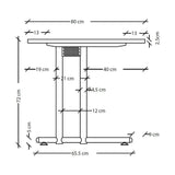 Maßzeichnung des Schreibtisches NANO 18 S der Serie NANO mit einer Breite von 80 cm und Höhe von 72 cm von hjh OFFICE PRO