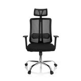 Schwarzer Home-Office-Bürostuhl ZH 200 mit Netzrücken und Fußkreuz mit fünf Rollen von hjh OFFICE – 360-Grad-Ansicht (Frontansicht 0°)