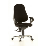 Schwarzer Profi-Bürostuhl SITNESS 10 mit Armlehnen und Fußkreuz mit fünf Rollen von Topstar – 360-Grad-Ansicht (Frontansicht 20°)
