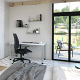 Höhenverstellbarer Schreibtisch HILO 614 S in Weiß-Silber mit Maßen 140 x 67 cm von hjh OFFICE PRO