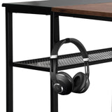 Kopfhörer an der Ablage des Schreibtisches WORKSPACE H I in Schwarz-Braun von hjh OFFICE