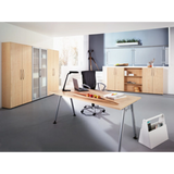 Modernes Büroensemble BETA 4980 mit Schreibtisch, Bürostuhl und Schränken in Grau und Holzoptik von hjh OFFICE PRO