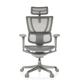 Grauer Luxus-Chefsessel ERGOHUMAN SLIM ULTRA G GEN2 mit Netzrücken und Fußkreuz mit fünf Rollen von hjh OFFICE – 360-Grad-Ansicht (Frontansicht 0°)