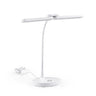 Weiße Schreibtischlampe Lumanova D6 mit flexiblem Hals und rundem Standfuß von hjh OFFICE
